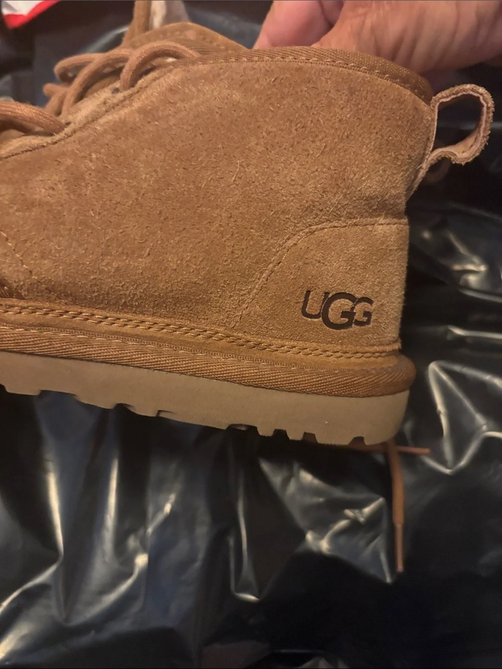 UGG Womens Neumel Chestnut Brown Suede Lace-Up Boots